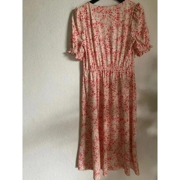 Est.1946 Floral Print Retro V-Neck Puff Sleeve Cottagecore Retro Midi Dress S - Picture 3 of 9